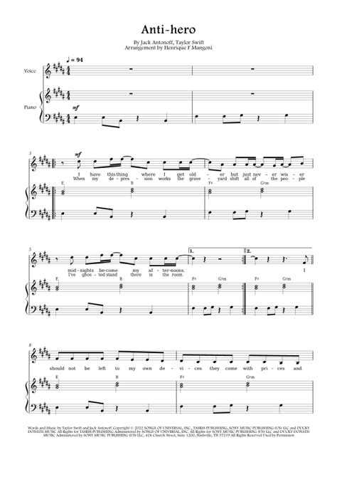 Anti Hero Arr Henrique F Mangoni Von Taylor Swift Noten Zum Klavier And Gesang Bei Sheet Music