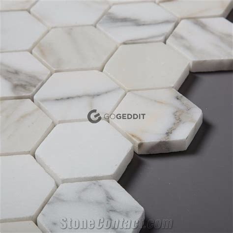 Calacatta Gold Hexagon Backsplash Marble Mosaic from China - StoneContact.com