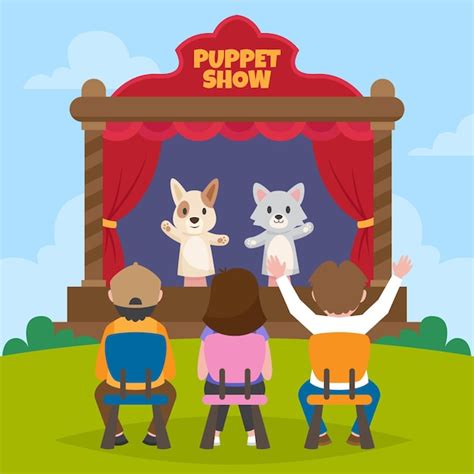 Premium Vector Kids Watching A Puppet Show Illustrated