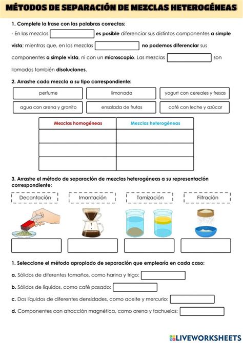 Ficha Online De M Todos De Separaci N De Mezclas Heterog Neas Para