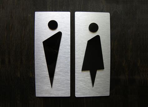 Bathroom Male Female Modern Door Signs Men Woman Bathrooms Sign