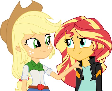 Applejack And Sunset Shimmer By Cloudyglow On Deviantart