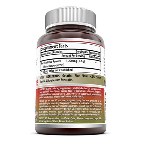 Amazing Formulas Red Yeast Rice 1200 Mg 120 Capsules Amazing Nutrition