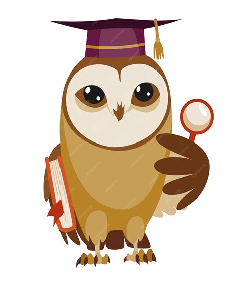 Premium Vector Owl Wearing Graduation Cap Cute Wise Owl With Hat