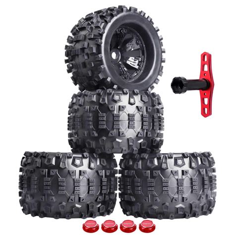 Hobbypark Pre Glued 18 Truck Tires And Wheels 17mm Hex For Traxxas