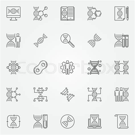 Genetics outline icons set. Vector ... | Stock vector | Colourbox