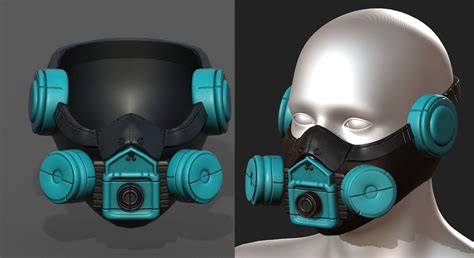 Gas mask futuristic scifi fantasy 3d helmet game-ready