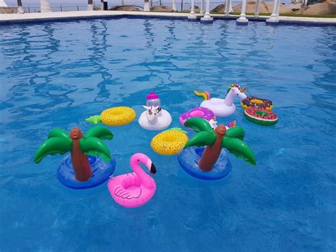 Inflable Salvavidas Mini Flamingo Portavaso Alberca Fiesta 22 00 En