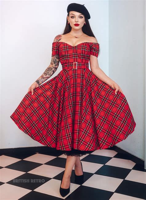 Dee Dee Black Watch Tartan Vintage 50s Full Circle Dress British Retro