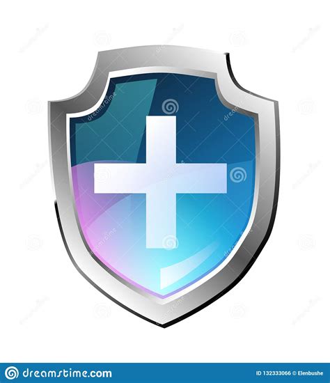 Vector Blue Shieldvector Blue Shield Realistic Image White Cross