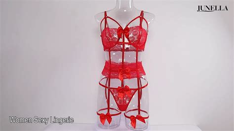 Wholesale Erotic Women Lace Bow Valentine Day Thongs Bandage Lingeries