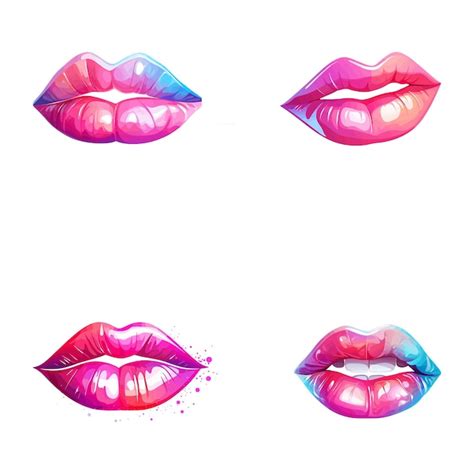 Lips With Pink And Blue Lipstick Vector Illustration On White Background Premium Ai Generated