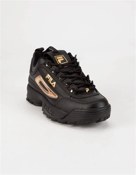 Fila Leather Disruptor 2 Metallic Accent Black And Gold Womens Shoes Lyst