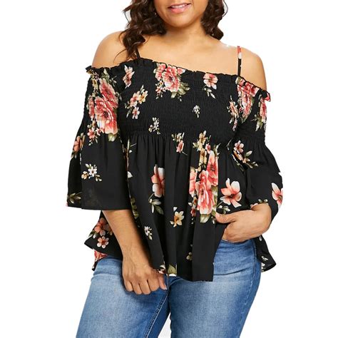 Plus Size Summer Tops For Womens Tops And Blouses 2019 Cold Shoulder