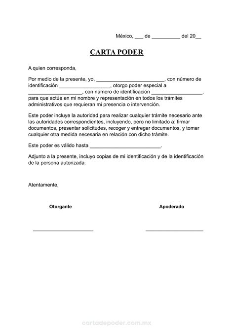 Carta Poder Para Trámites Administrativos Ejemplos ️