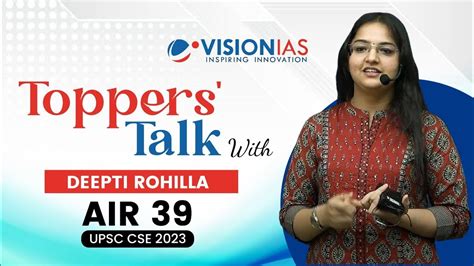 🎙️toppers Talk Deepti Rohilla Air 39 Upsc Cse 2023 Youtube