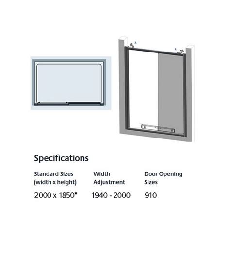 Lakes Classic Semi Frameless Slider Door Silver W 2000 X H 1850mm