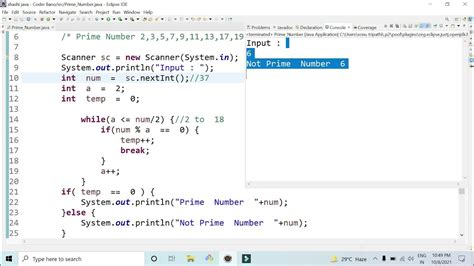 Prime Number Program In Java Youtube