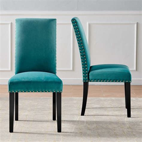 Parcel Performance Velvet Dining Side Chairs Set Of 2 In Teal Side