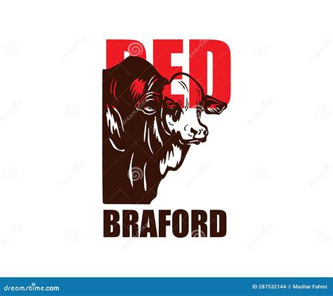 Red Braford Cattle Head Poster Stock Vector Illustration Of Icon