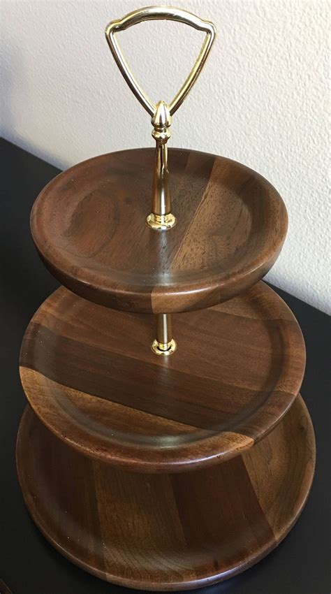 3 Tier Wood Serving Tray 3 Tier Wood Dessert Stand 3 Tier Etsy