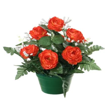 Louis Maes Plante De Fleurs Artificielles Roses En Pot Rouge Cm