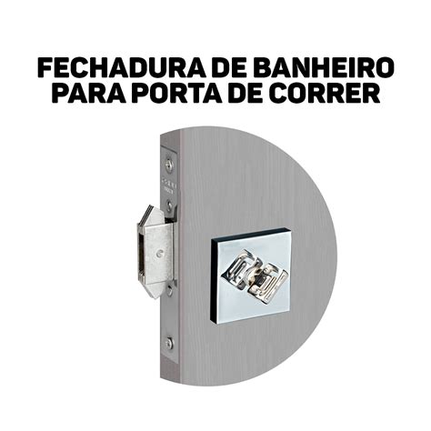 Fechadura Porta De Correr Banheiro Wc Mm Pado Cromada Trava Zm