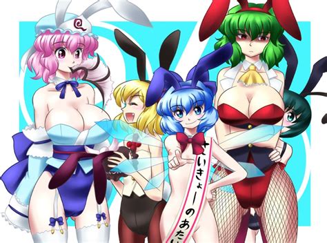 Cirno Saigyouji Yuyuko Rumia Kazami Yuuka Mystia Lorelei And 1 More Touhou Drawn By