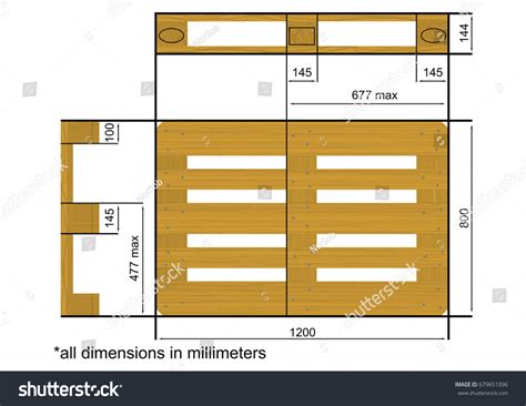 Plan View Dimensions Standard Euro Palette Stock Vector Royalty Free