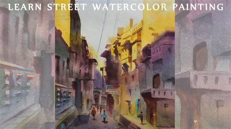 How To Paint Beautiful Street Shadow Scene In Watercolor Youtube