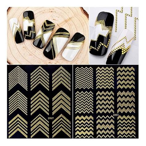 Amazon Lookathot 8 Sheets 3D Gold Metallic Nail Art Stickers