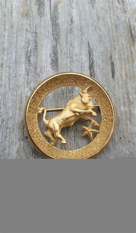 Crown Trifari Taurus Zodiac Brooch Etsy Crown Trifari Taurus