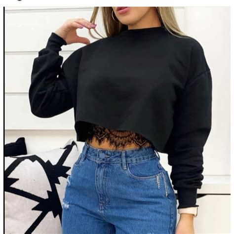 CROPPED MANGA LONGA MODELO GRINGA SUPER TENDENCIA Shopee Brasil