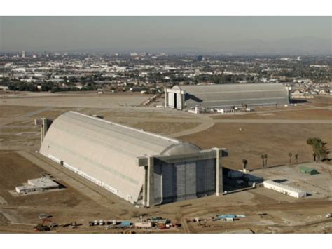 The south hangar, in the foreground, and north hangar sit on the former ...