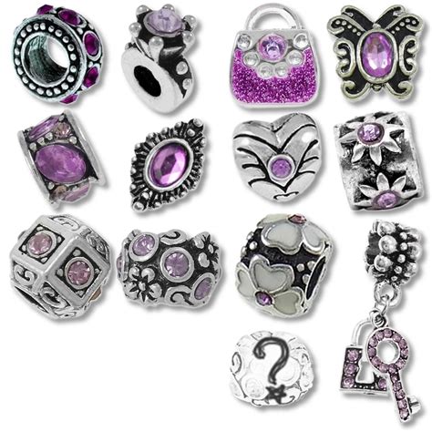 Purple Birthstone Beads And Charms For Pandora Charm Bracelets February June