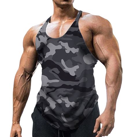 Llimed Camouflage Tank Tops For Men Gym Bodybuilding Training Fitness