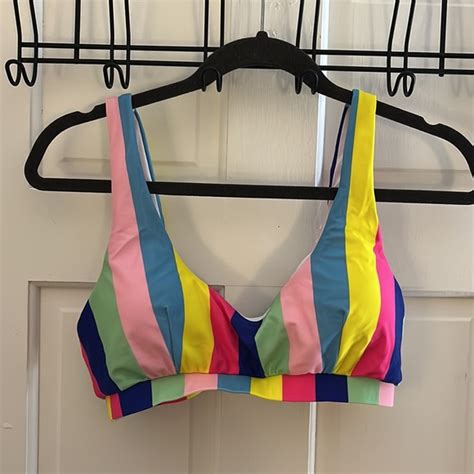 Pink Lily Swim Pink Lilly Nwot High Waisted Rainbow Stripped Bikini