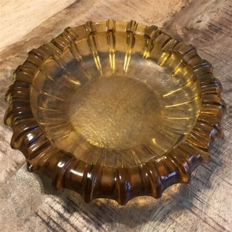 Vintage Blenko Amber Glass Ashtray 7 Sunburst Mid Century Modern Mcm 4637995845