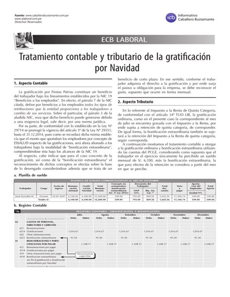 Tratamiento Contable Y Tributario De La Gratificaci N Por Navidad