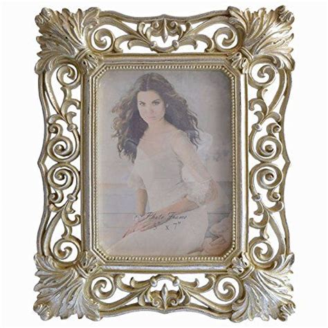 Tgarden® 7x5 Silver Photo Frames Vintage Hollow Up Fra Gold Picture Frames Ornate Picture