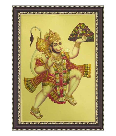 Painting Mantra Bajrang Bali ( Hanuman Ji) Small Gold Foil Print Framed ...