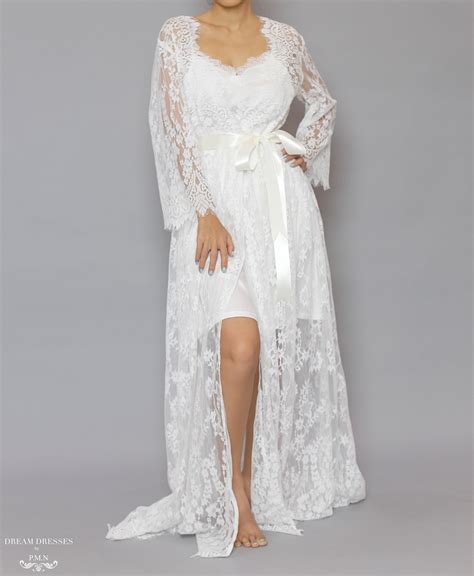 Long Bridal Lace Robe Dream Dresses By Pmn Dream Dresses By Pmn