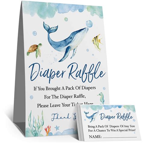 Buy Diaper Raffle Tickets Diaper Raffle Sign Watercolor Ocean Themed