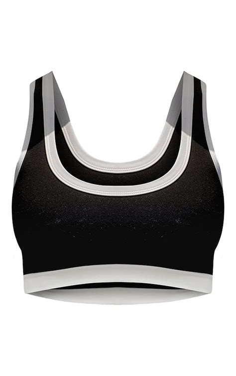 Plt Sport Black Sculpt V Front Contrast Crop Top Activewear