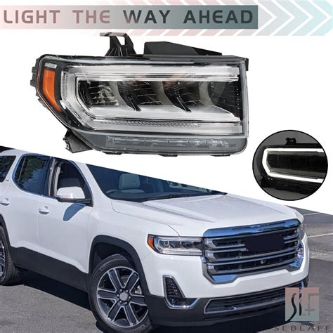 Right Headlight For 2020 2023 Gmc Acadia Sl Sle Full Led Chrome Housing Clear Ebay