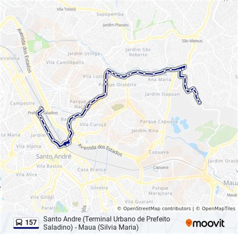 Rota da linha 157 horários paradas e mapas Santo Andre Terminal