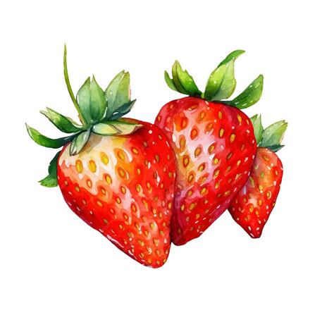 Premium Vector Watercolor Strawberries Illustration Handdrawn Fresh