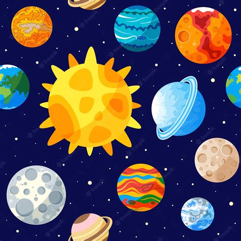 Premium Vector Solar System Of Seamless Pattern