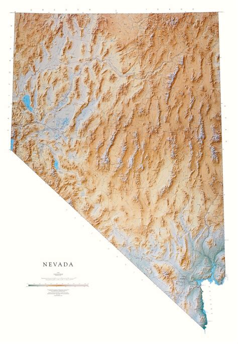 Nevada Topographical Wall Map By Raven Maps 61 X 43 Wall Maps