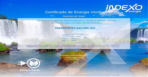 Certificado De Energia Verdevictran S A 421 491 Kwh 2018 Certificado